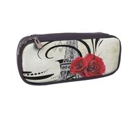 DCEHGEW Astuccio in pelle PU con stampa della Seconda Guerra Mondiale della Seconda Guerra Mondiale Astuccio portapenne organizer per scuola, ufficio, viaggi, regalo personalizzato, Torre Eiffel Rosa