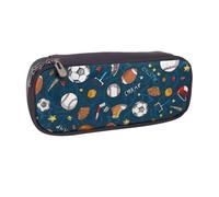 DCEHGEW Astuccio in pelle PU con stampa della Seconda Guerra Mondiale della Seconda Guerra Mondiale Astuccio portapenne organizer per scuola, ufficio, viaggi, regalo personalizzato, Modello palla