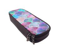 DCEHGEW Astuccio in pelle PU con stampa dello stadio, portapenne con cerniera superiore per scuola, ufficio, viaggi, porta cancelleria, regalo per donne, uomini e bambini, Acquerello Pesce Scale, One