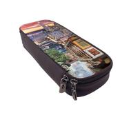 DCEHGEW Astuccio in pelle PU con stampa di due grandi panda, portapenne con cerniera superiore per scuola, ufficio, viaggi, porta cancelleria, regalo per donne, uomini e bambini, San Francisco, One
