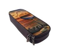 DCEHGEW Astuccio in pelle PU con stampa di pecore e agnelli, astuccio con cerniera apribile per scuola, ufficio, viaggi, porta cancelleria, regalo per donne, uomini e bambini, Bicchiere da vino Sunset