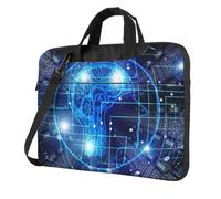 DCEHGEW Borsa a tracolla per computer portatile con stampa con intelligenza artificiale, protezione a tre strati, antiurto, per uomini e donne, Nero , 13 inch