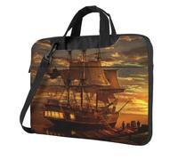 DCEHGEW Borsa a tracolla per computer portatile con stampa di nave pirata, protezione a triplo strato, antiurto, per uomo e donna, Nero , 14 inch