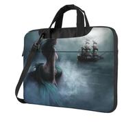 DCEHGEW Borsa a tracolla per computer portatile, con stampa di nave pirata, protezione a triplo strato, antiurto, per uomo e donna, Nero , 14 inch