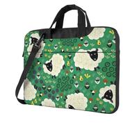 DCEHGEW Borsa a tracolla per computer portatile, con stampa di pecore in stile cartone animato, protezione a tre strati, antiurto, per uomo e donna, Nero , 13 inch