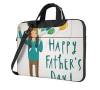DCEHGEW Borsa a tracolla per computer portatile con stampa Happy Fathers Day by Son, protezione a triplo strato, antiurto, per uomini e donne, Nero , 13 inch