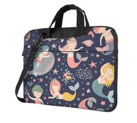 DCEHGEW Borsa a tracolla per computer portatile, stampa sirena nel mare, protezione a tre strati, antiurto, borsa a tracolla per laptop per uomo e donna, Nero , 13 inch