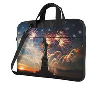 DCEHGEW Borsa a tracolla per computer portatile, stampa Statua della Libertà, protezione a tre strati, antiurto, per uomini e donne, Nero , 14 inch