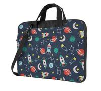 DCEHGEW Borsa a tracolla per computer portatile stampata a forma di nave spaziale, protezione a tre strati antiurto borsa a tracolla per uomo donna, Nero , 13 inch