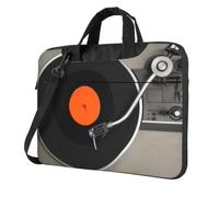 DCEHGEW Borsa a tracolla vintage per computer portatile, con stampa di dischi in vinile, protezione a triplo strato, antiurto, per uomo e donna, Nero , 15.6 inch