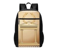 DCEHGEW Composizione in rosso, giallo, blu e nero, zaino da viaggio per computer portatile, leggero zaino per la scuola per casual, zaino da trekking, Edificio antico con ramo di ulivo romano e greco