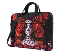 DCEHGEW Day Of The Dead Sugar Horror Skull - Borsa per computer portatile, protezione a triplo strato, antiurto, a tracolla, per uomo e donna, Nero , 13 inch
