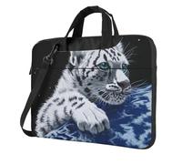 DCEHGEW Little Tiger in Space - Borsa a tracolla per computer portatile, con stampa a tre strati, protezione antiurto, per uomo e donna, Nero , 14 inch