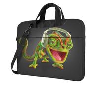 DCEHGEW Lizard Listen Music - Borsa a tracolla per computer portatile, con stampa a triplo strato, antiurto, per uomo e donna, Nero , 14 inch