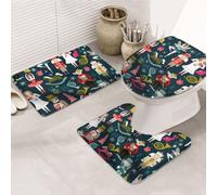 DCEHGEW Set di 3 tappetini da bagno da donna con stampa di balletto schiaccianoci di Natale, tappetino da bagno antiscivolo, tappetino da bagno, tappetino da bagno, tappetino da bagno a forma di U
