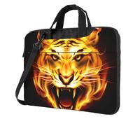DCEHGEW Tiger Fierce Flames - Borsa a tracolla per computer portatile, con stampa a triplo strato, antiurto, per uomo e donna, Nero , 13 inch