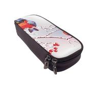 DCEHGEW Wishing Bottle - Astuccio in pelle PU con stampa paesaggio marino, astuccio con cerniera per scuola, ufficio, viaggi, cancelleria, regalo per donne, uomini e bambini, Uccello invernale sul