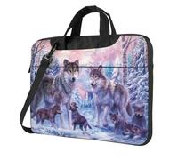 DCEHGEW Wolves Family - Borsa a tracolla per computer portatile, con stampa a tre strati, protezione antiurto, per uomo e donna, Nero , 13 inch