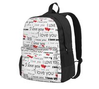 DCEHGEW Zaino da viaggio per computer portatile con stampa di cervi, zaino leggero per la scuola per escursioni e uso casual, Ti amo parole con cuori, One Size, Zaino da viaggio