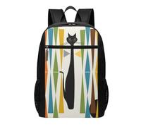 DCEHGEW Zaino da viaggio per computer portatile con stampa di delfini, leggero, per la scuola, casual, per escursioni, Gatto di arte moderna di metà secolo, One Size, Zaino da viaggio
