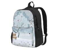 DCEHGEW Zaino da viaggio per computer portatile con stampa di pappagallo blu, zaino leggero per la scuola per escursioni e uso casual, Uccelli nel parco in un giorno nevoso, One Size, Zaino da viaggio