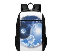 DCEHGEW Zaino da viaggio per computer portatile con stampa di scheletro estetico, zaino leggero per la scuola per casual, zaino da trekking, Yin Yang Giorno e Notte, One Size, Zaino da viaggio