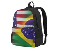 DCEHGEW Zaino da viaggio per computer portatile con stampa di una bella farfalla luminosa, zaino leggero per escursioni e uso casual, Bandiere americane e brasiliane, One Size, Zaino da viaggio