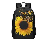 DCEHGEW Zaino da viaggio per computer portatile con stampa di una bella farfalla luminosa, zaino leggero per la scuola, zaino casual da trekking, Girasole Floreale Farfalle Arte, One Size, Zaino da