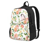 DCEHGEW Zaino da viaggio per computer portatile con stampa selvaggia di caccia, zaino leggero per la scuola per escursioni e uso casual, Fiore e uccellino., One Size, Zaino da viaggio