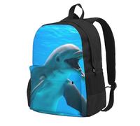 DCEHGEW Zaino da viaggio per computer portatile con stampa volpe dipinta a mano, zaino leggero per la scuola per escursioni e uso casual, Delfino felice., One Size, Zaino da viaggio