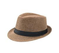 Dcfbkl Cappello Fedoras a tesa corta da uomo classico anni '20 cappello vintage da gentiluomo con bande nere 8 tinta unita, cachi, Taglia unica