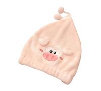 Dcfbkl Cappucci morbidi e lussuosi per asciugare i capelli del bagno a forma di maialini, assorbimento rapido dell'acqua per ridurre il tempo di asciugatura, coralli e pile, turbante per capelli