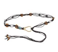 Dcfbkl Cintura intrecciata in vita con perline intrecciate vintage cravatta in vita per bande giocatore country ragazze cravatte cinture per abiti da donna, Caff, Taglia unica