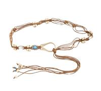 Dcfbkl Cintura intrecciata in vita con perline intrecciate vintage cravatta in vita per bande giocatore country ragazze cravatte cinture per abiti da donna, B, Taglia unica