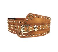 Dcfbkl Corsetto sottoseno da donna, cintura elastica in vita con rivetti in lega, camicia formale da donna, cappotto con cinghie, bustino medievale steampunk, Marrone, Taglia unica