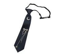 Dcfbkl Elegante cravatta nera pre-legata con ciondolo a forma di fiocchi di luna e nappe uniforme studentesca giapponese punk catena in metallo cravatta nera pre-legata, Farfalla, Taglia unica