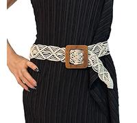 Dcfbkl Multi-tipo di perline cintura in vita da donna tessuto elastico intrecciato sottile cintura colorata corda colorata donne vestito sottile cappotto cinture ragazze multicolore, 9 H 005 bianco