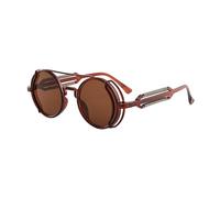 Dcfbkl Occhiali rotondi polarizzati Steampunk vintage di protezione UV della struttura con gli occhiali colorati delle lenti, Fette di tè con cornice da tè