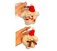 Dcfbkl Portachiavi a forma di cartone animato a pelo lungo carino animale bambola borsa portachiavi Natale silenziatore portachiavi borse Puese fascino cartone animato bambole animali ciondolo borsa