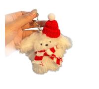 Dcfbkl Portachiavi a forma di cartone animato a pelo lungo carino animale bambola borsa portachiavi Natale silenziatore portachiavi borse Puese fascino cartone animato bambole animali ciondolo borsa