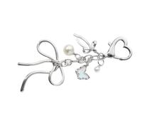 Dcfbkl Portachiavi a forma di cuore con fiocco anni 2000, con teschio, per feste di compleanno, accessori da collezione