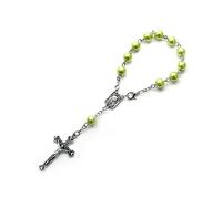 Dcfbkl Rosario da dito con perle da 8 mm, per battesimo, piccolo rosario con croci, per comunione, battesimo, festa di nozze, rosario da dito, Misura unica, come descritto