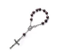Dcfbkl Rosario da dito con perle da 8 mm, per battesimo, piccolo rosario con croci, per comunione, battesimo, festa di nozze, rosario da dito, Misura unica, come descritto
