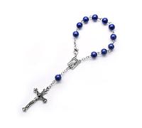 Dcfbkl Rosario da dito con perle da 8 mm, per battesimo, piccolo rosario con croci, per comunione, battesimo, festa di nozze, rosario da dito, Misura unica, come descritto