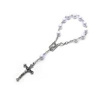 Dcfbkl Rosario da dito con perle da 8 mm, per battesimo, piccolo rosario con croci, per comunione, battesimo, festa di nozze, rosario da dito, Misura unica, come descritto