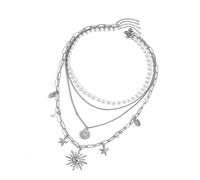 Dcfbkl Temperamento Collane Set Sea Star Fiore E Cuore Pendenti Neckwear Clavicola Catena Per Le Donne Con Stili Unici Gioielli Delle Donne, Misura unica, come descritto, come descritto