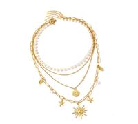 Dcfbkl Temperamento Collane Set Sea Star Fiore E Cuore Pendenti Neckwear Clavicola Catena Per Le Donne Con Stili Unici Gioielli Delle Donne, Misura unica, come descritto, come descritto