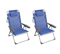 DCG Collection Mare Sdraio, Lettini, Spiaggine, Poltrone e Sedie Regista Pieghevoli in Alluminio e Texline (BLU SPIAGGINA ALTA, 2 PZ)