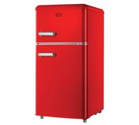 DCG Eltronic MF100RCDP Frigorifero Combinato A Libera Installazione, Autoscongelamento, Termostato Regolabile, Design Retrò, Rosso