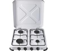 DCG Fornello a Gas 4 Fuochi con Coperchio da Campeggio Larghezza 55 cm colore Bianco - EKP2427